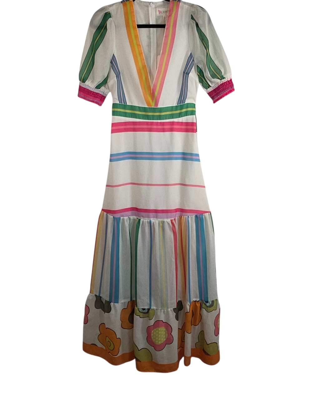 L'ATISTE White Dress with Pink Accent - Picture 2 of 12